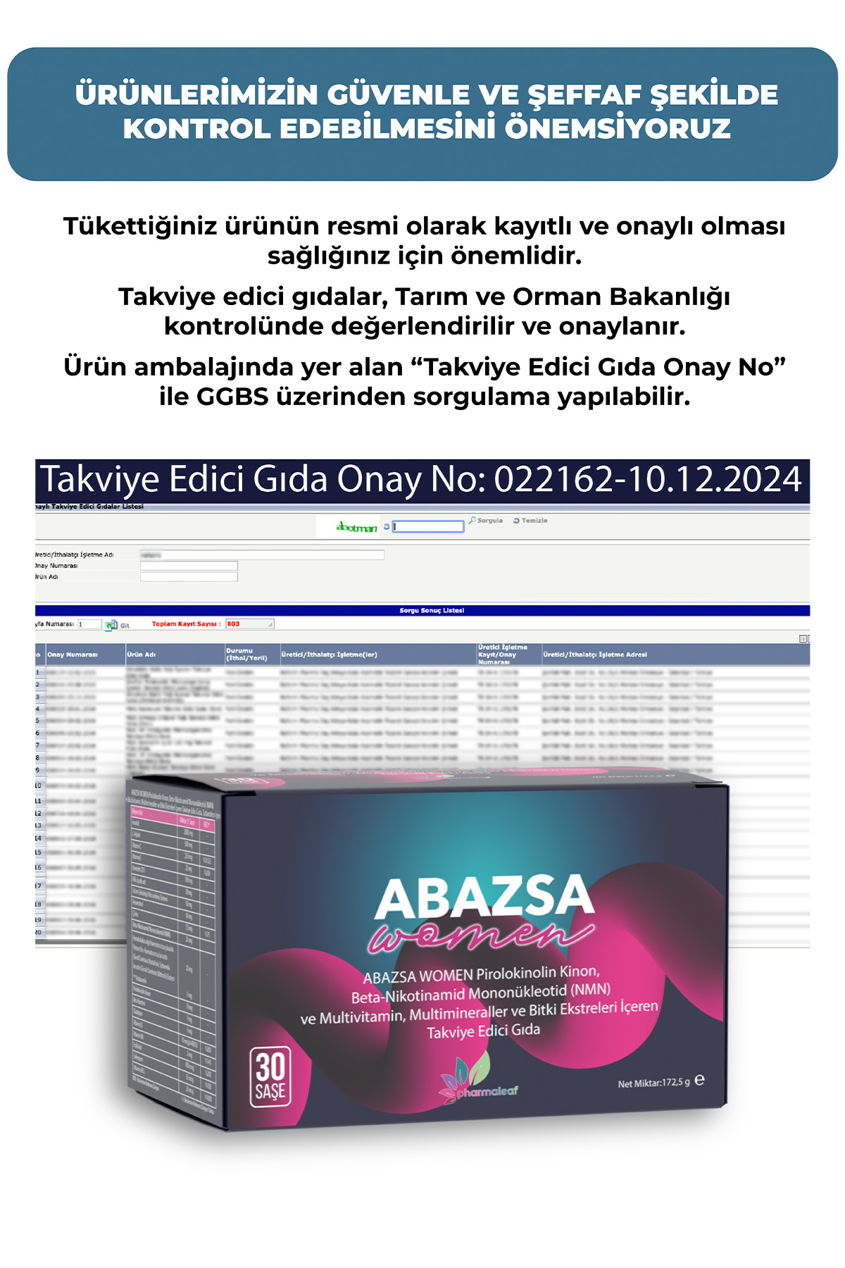 Abazsa Women 30 Saşe Vitamin C D Vitamini B12 İnositol Folik Asit Çinko E Vitamini Glutatyon NMN — Abazhaw — تصویر 4 از 7