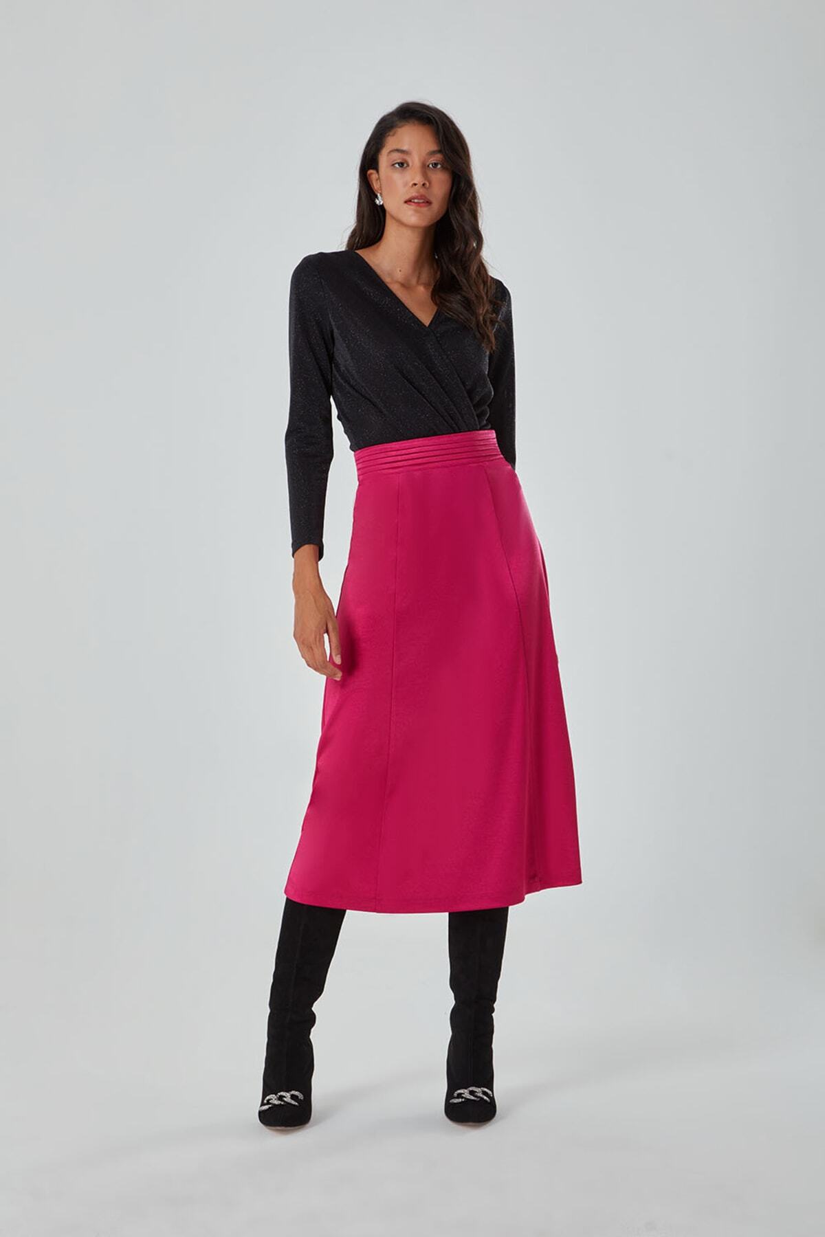 Satin Cast Fuchsia Skirt