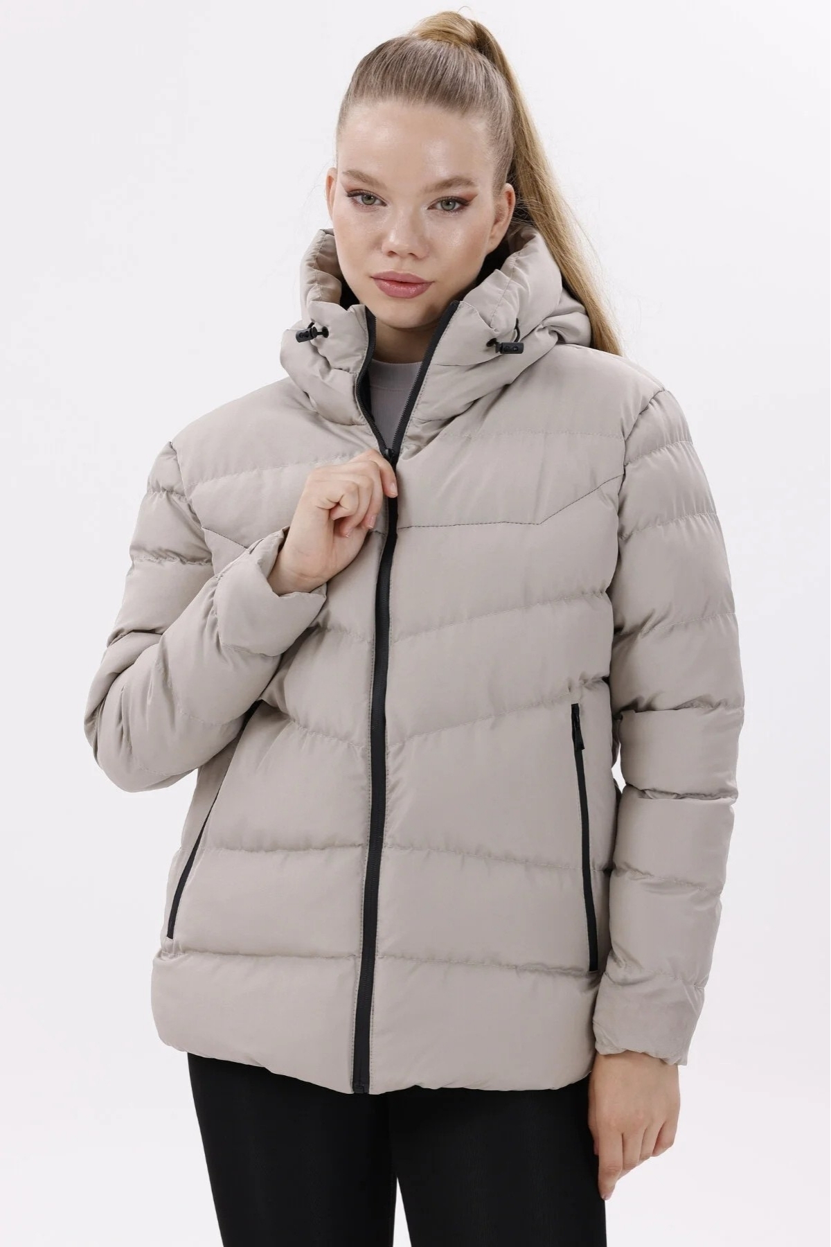 freemen  Kadın Taş Astarlı Kapüşonlu Su Geçirmez Rüzgara Dayanıklı Şişme Kışlık Mont Kaban Parka - Görsel 2