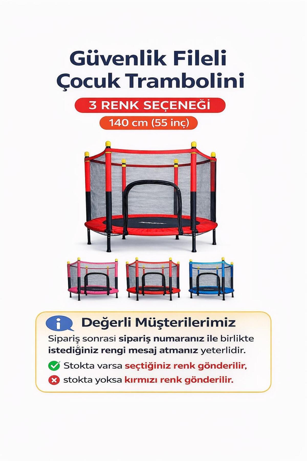 Leyaton Güvenlik Korumalı Fileli 140 Cm Özel Fermuar Güven Konforlu Çocuk Trampolini 55 İnç Trambolin fotoğrafı 3 (önizleme)