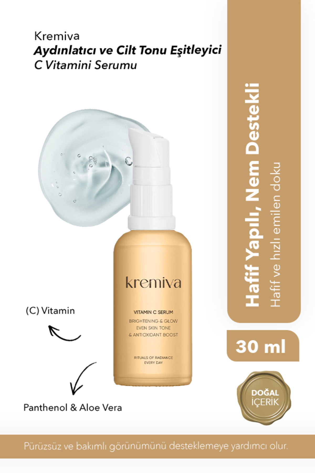 Kremiva سرم ویتامین C شب روشن کننده و رنگ دهنده پوست — KRV-VC-30
