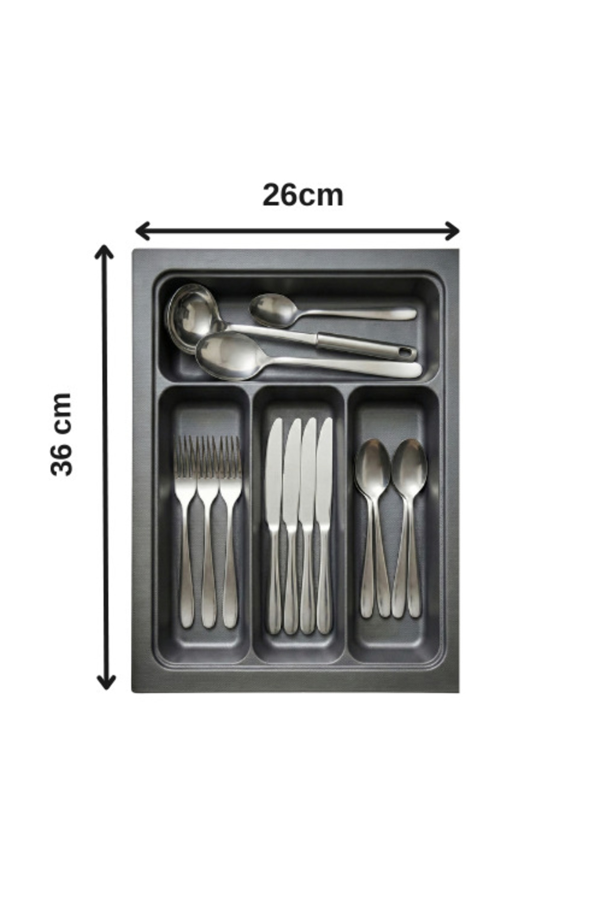 26x36 In-Drawer Anthracite Spoon Holder Free Cutting (can be cut up to 22.5x32.5 Cm)