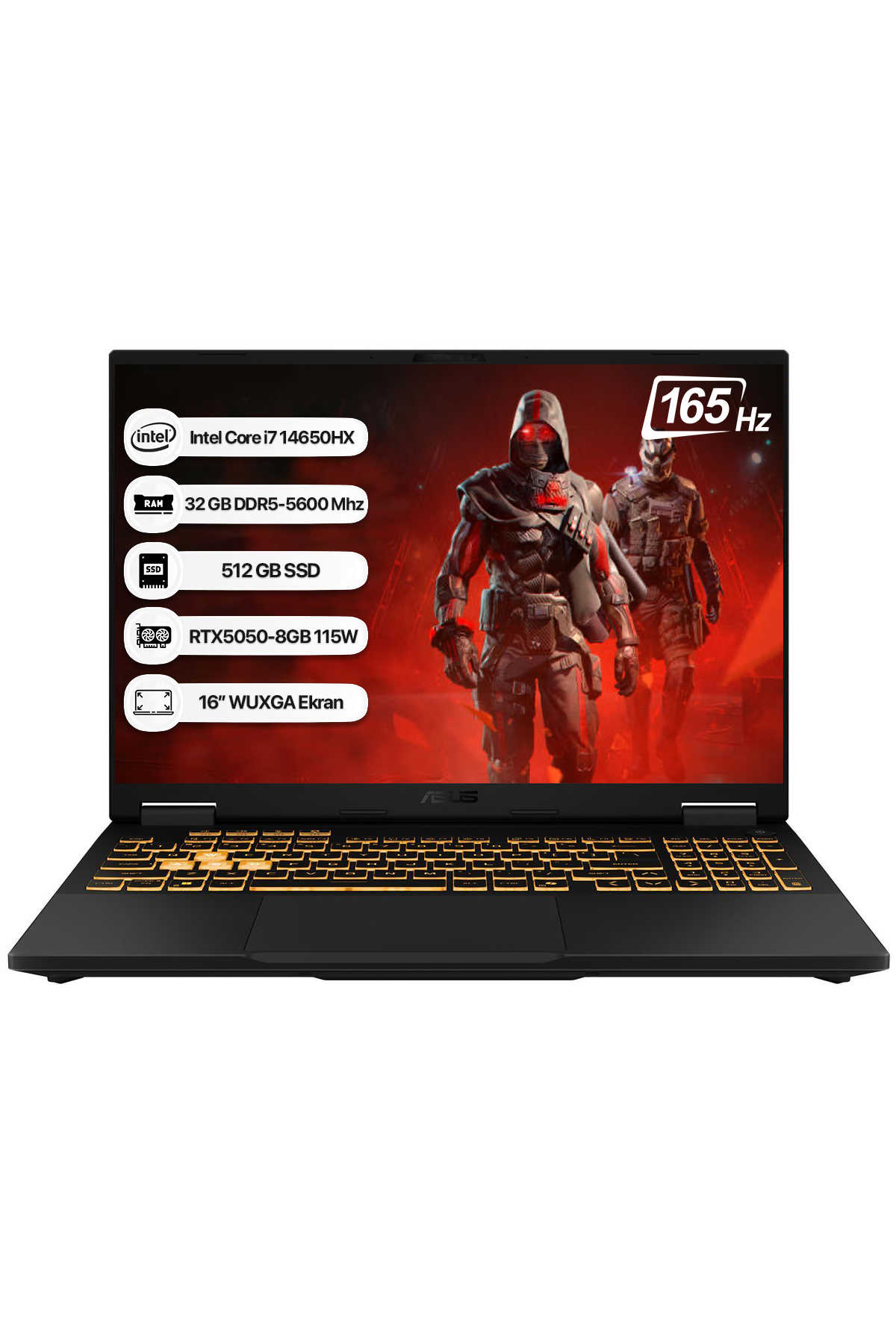 Tuf Gaming F16 FX608JHR-RV055 i7 14650HX 32GB 512GB SSD RTX5050-8GB 115W Dos 16 