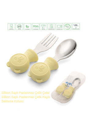 jojobebek Premium Çocuk BPA Free Kaliteli Silikon Saplı Paslanmaz Çelik Uçlu ...