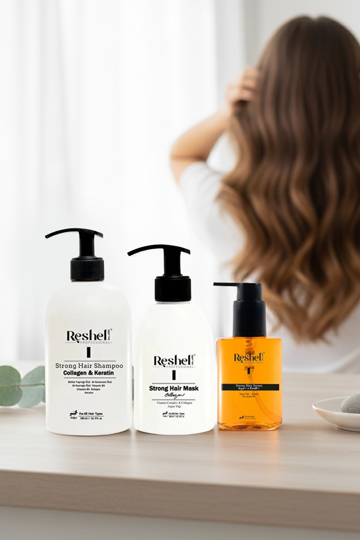 Dökülme Karşıtı Saç Bakım Seti 500 ml Strong Hair Shampoo 300 ml Strong Hair Mask 100 ml Serum — R-1111 — تصویر 2 از 5