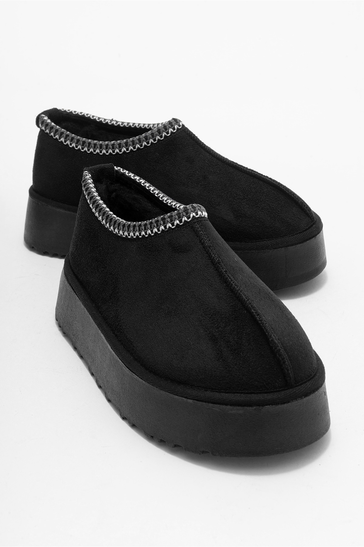 CCWAY AYAKKABI Krátké mini boty s vysokou podrážkou ČERNÉ