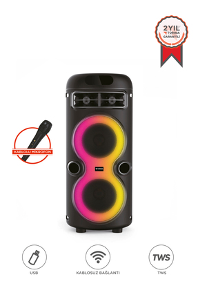 Torima Bluetooth Hoparlör Rgb Işıklı Mikrofonlu Taşınabilir Speaker D41 Siyah