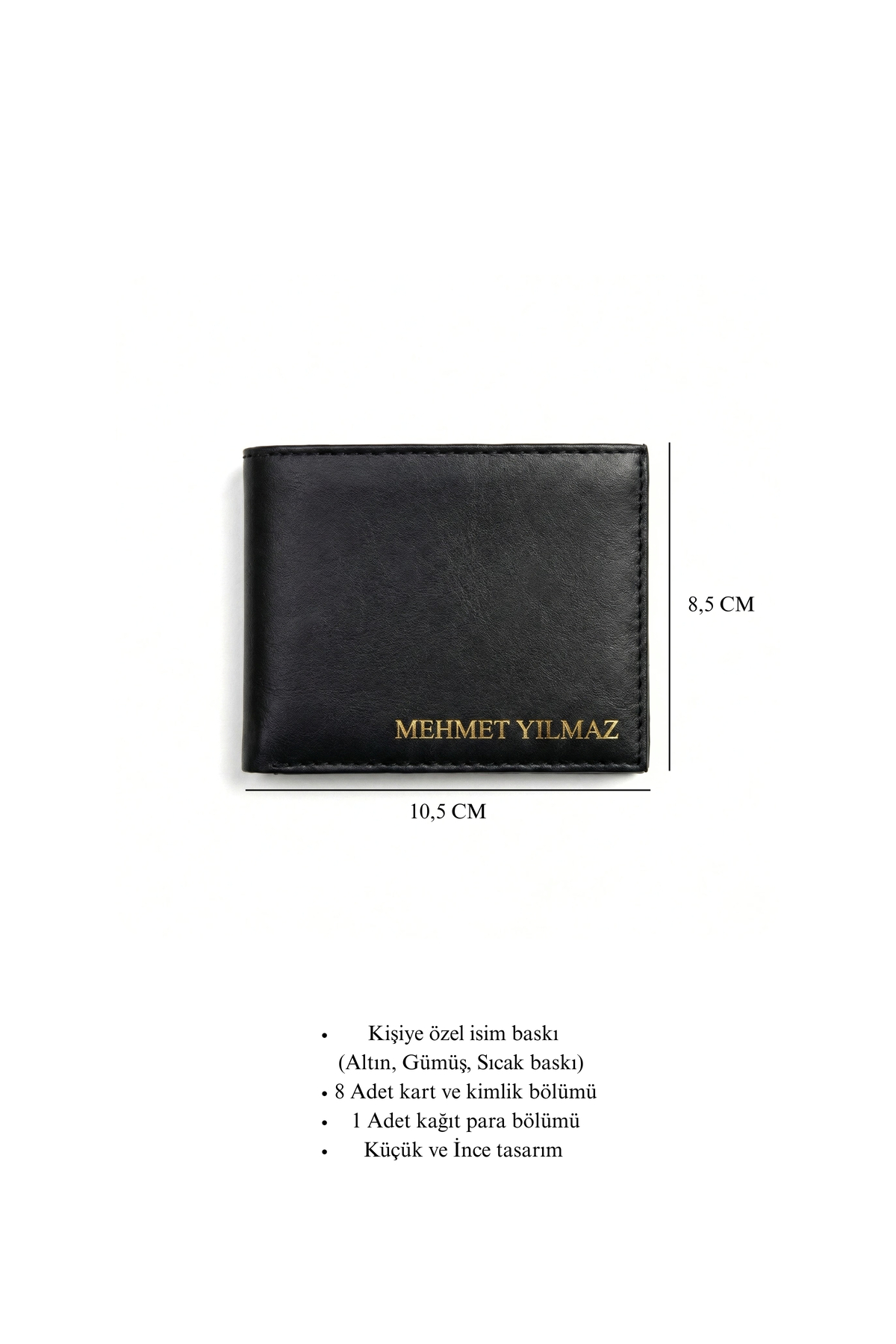 VANİLLA COLLECTİON Kişiye Özel İsim Baskılı Minimal Erkek Cüzdan & Kartlık - 8 Kart ve Kağıt Para Bölmeli İnce Tasarım görsel 8