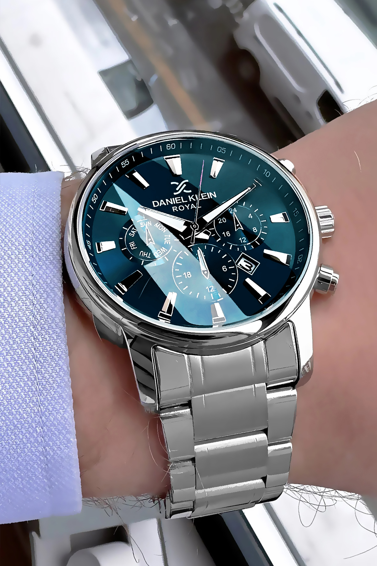 Daniel Klein  Hediyelik Orijinal Takvimli Erkek Kol Saati 3 Atm Su Geçirmez Gumus Renk Çelik Kordon Dke2028c3 - Görsel 2