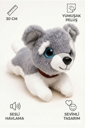 viyolmarketim Peluş Sesli Yavru Köpek 30 cm – Havlayan Yumuşak Peluş Oyuncak ...