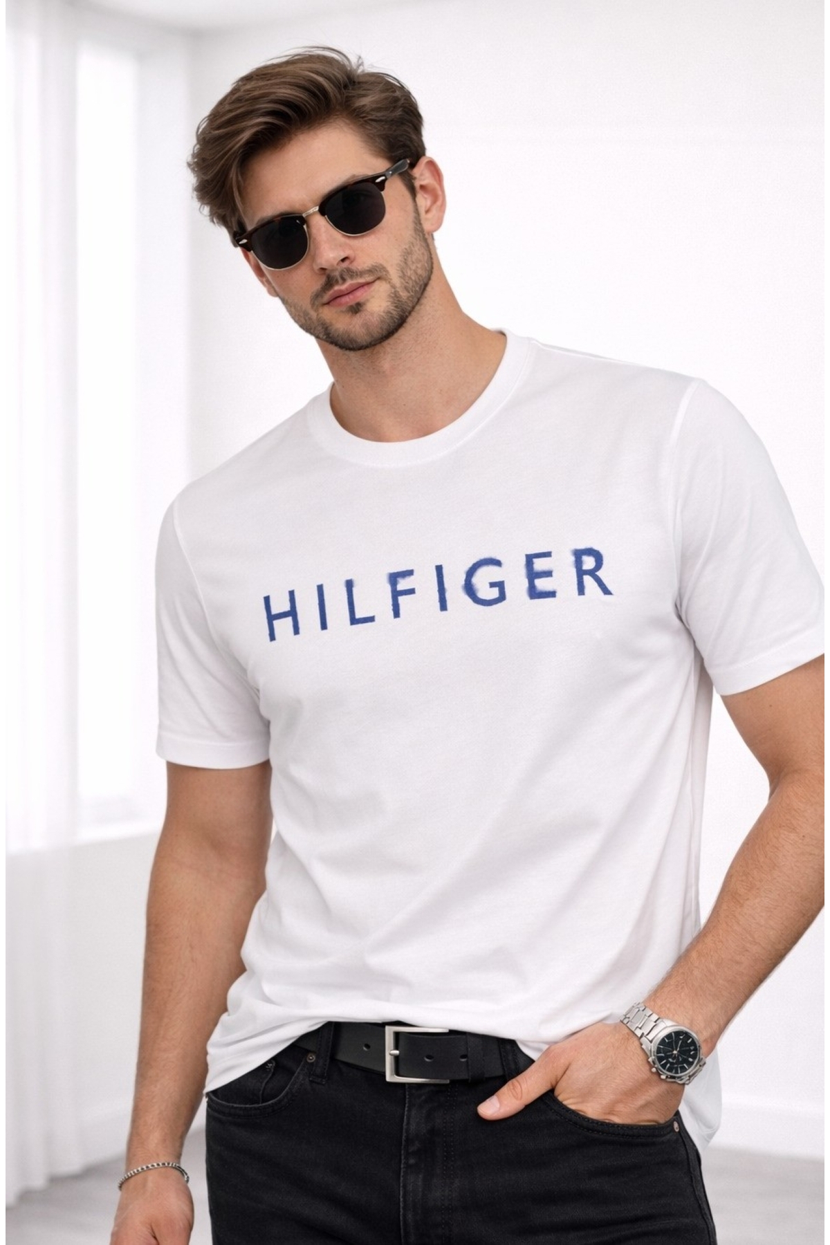 تامی هیلفیگر تی‌شرت مردانه یقه گرد ۱۰۰٪ پنبه TH