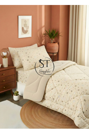 Shopyteks Tek Kişilik Welsoft Yorgan Bej Yıldız | Çeyiz Seti | Çeyiz Takımı