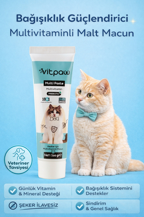vitpaw Multi Paste 100 Gr.(KEDİLER IÇİN BAĞIŞIKLIK GÜCLENDİRİCİ MULTİVİTAMİN ...