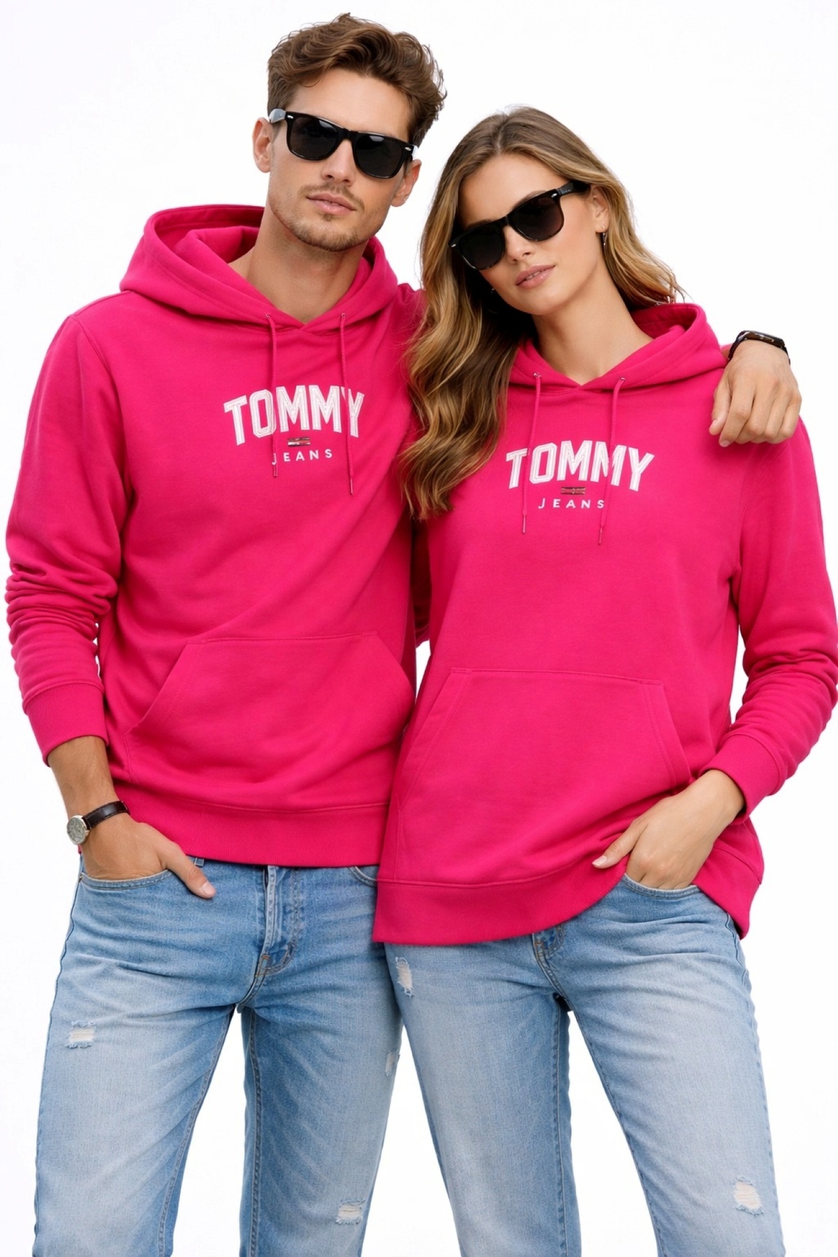 تامی هیلفیگر سویشرت کلاه‌دار یونیسکس با جزئیات گلدوزی شده با لوگوی TJW