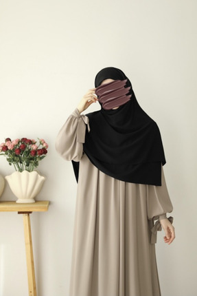 FRESCO SCARFS Tesettür Hijab Medine Ipeği Eşarp 120x120 Siyah