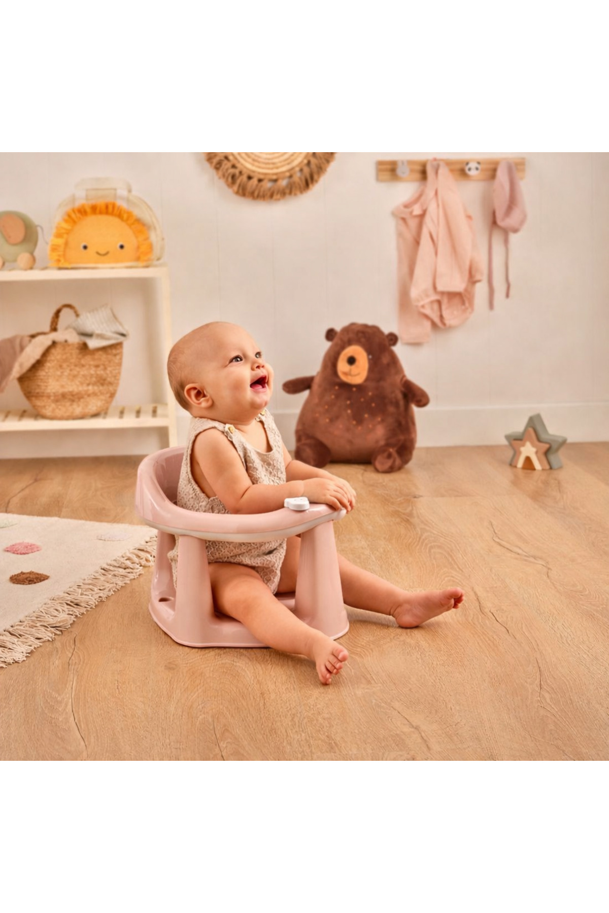 PONÇİK STORE Vakum Tabanlı Bebek Mama Sandalye Oturağı Oyuncaklı Banyo Oturağı Pembe Minder Hediyeli fotoğrafı 3 (önizleme)