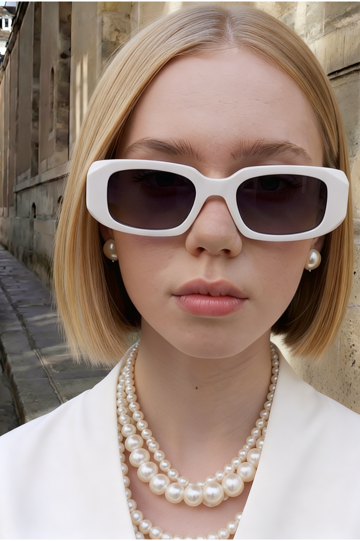 Eyesofia Rosa Unisex Lath Beyaz Güneş Gözlüğü görsel 3