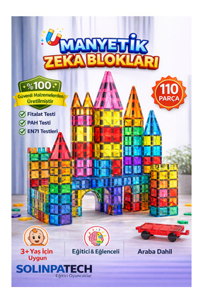 SolinpaTech Manyetik Yapı Blokları 110 Parça|Mıknatıslı Eğitici Oyuncak|Zeka ...