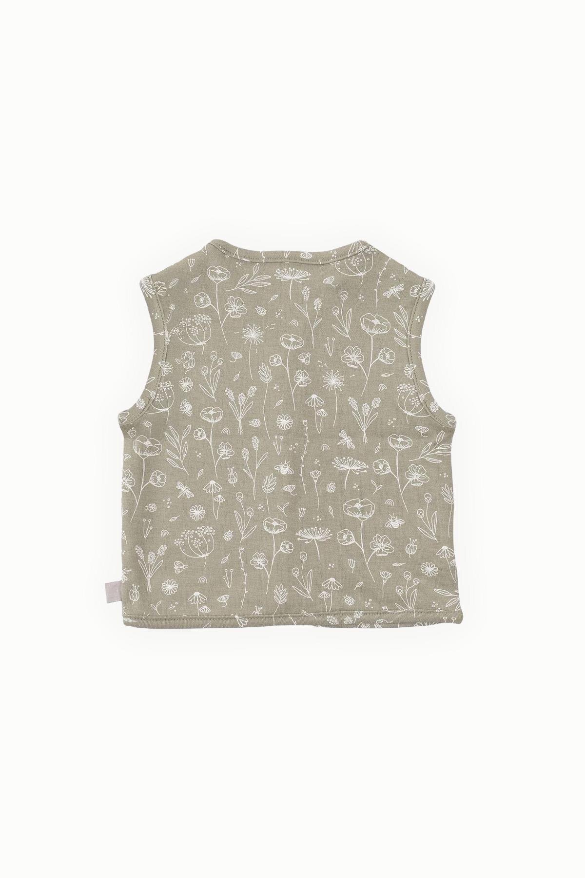 Boumini Bebek Yelek Çift Taraflı Bahar Çiçekli Haki fotoğrafı 2 (önizleme)