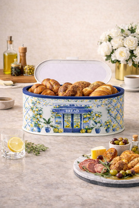 Decorev Desenli Metal Ekmek Kutusu – Renkli Mutfak Düzeni ve Tazelik Koruma D...