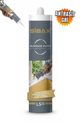 Sibax LS33 Silikonize Antrasit Gri Mastik 310 ml Boyanabilir Akrilik Mastik G...