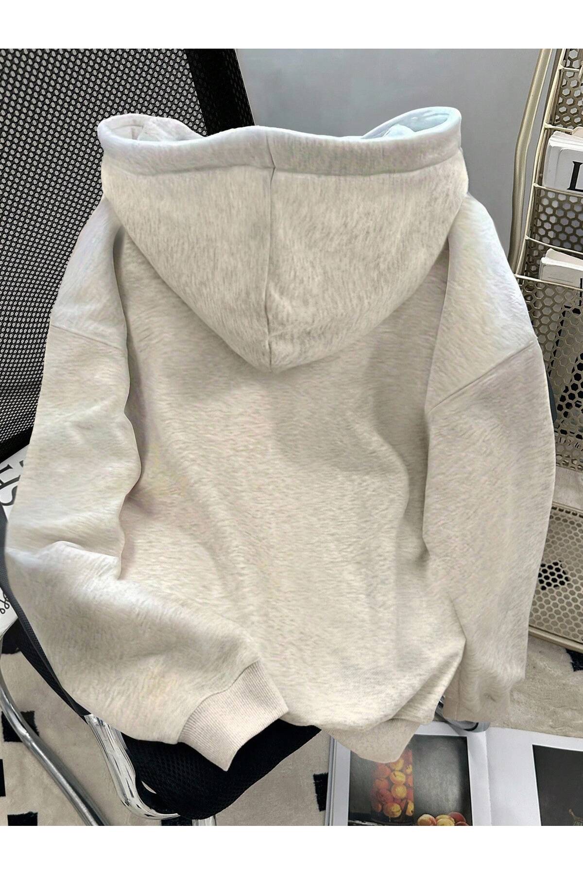 ZİYMO  KAPÜŞONLU VINTAGE BASKILI SWEATSHİRT - Görsel 2