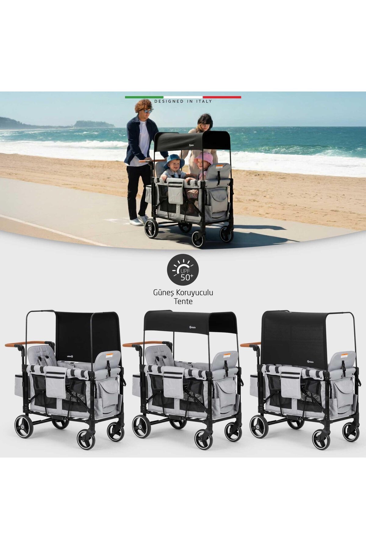 Elele Montagna XL Vagon Bebek Arabası Siyah fotoğrafı 3 (önizleme)