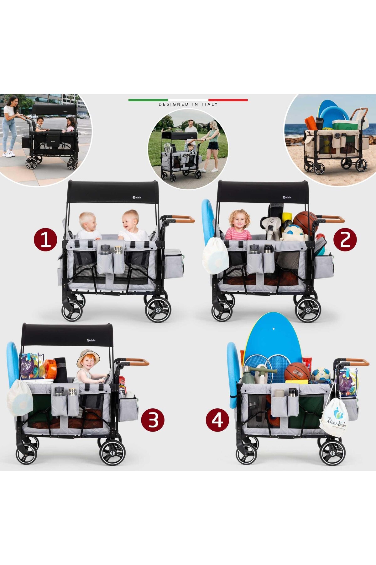 Elele Montagna XL Vagon Bebek Arabası Bej fotoğrafı 2 (önizleme)