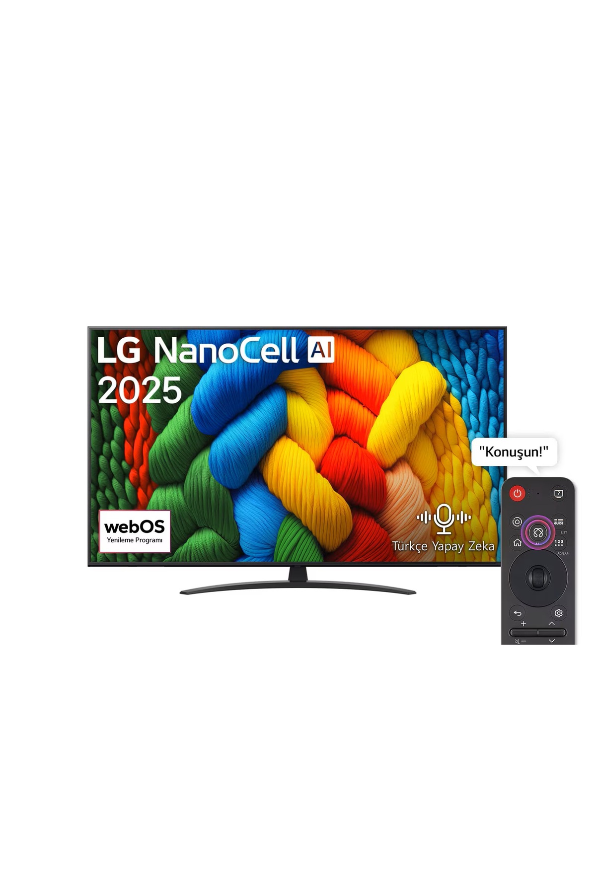 NanoCell AI NANO81 65 inç 165 cm 4K Smart TV AI Sihirli Kumanda HDR10 webOS25
