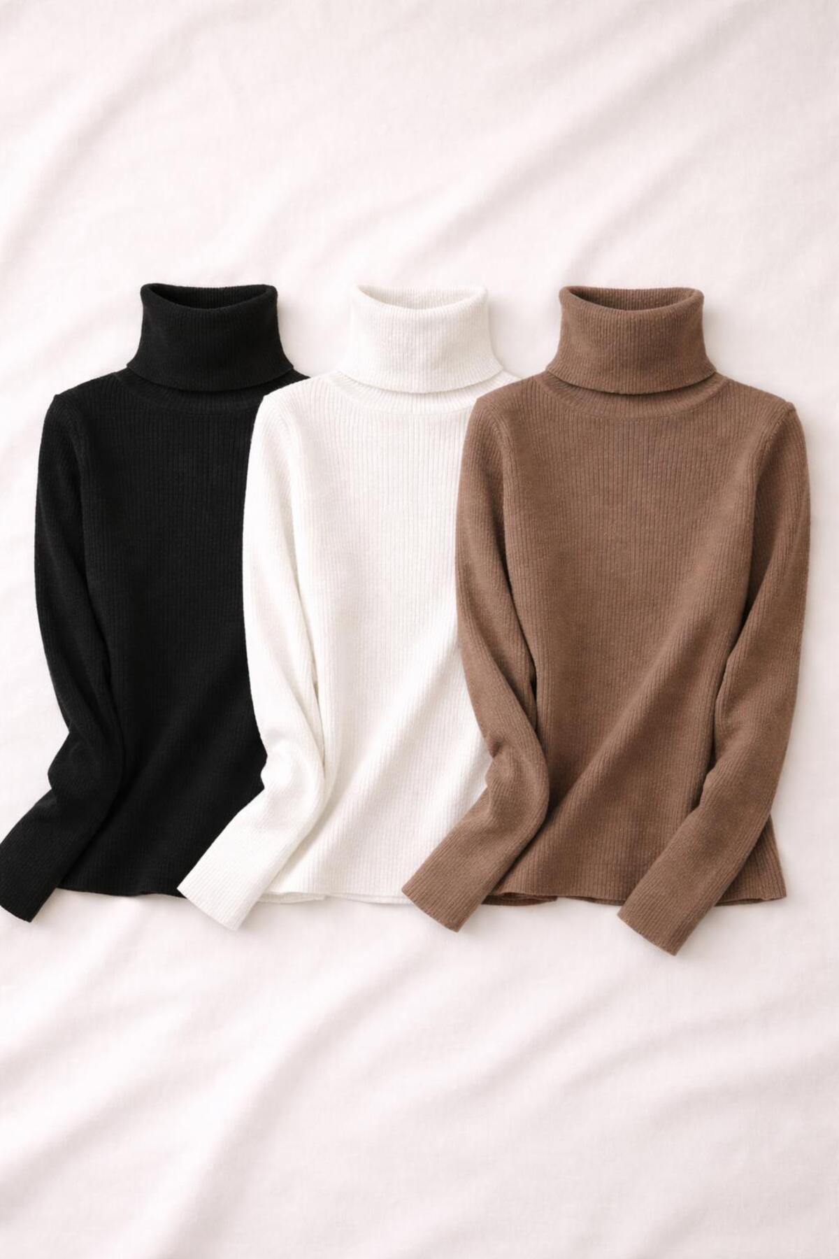 LUPERCUS Жіночий трикотажний светр з високим коміром, рибальським коміром і д...