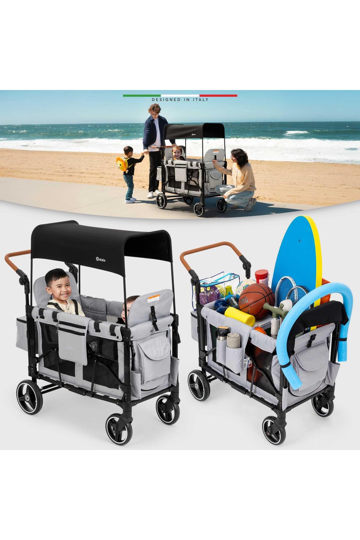 Elele Montagna XL Vagon Bebek Arabası Bej fotoğrafı 6 (önizleme)