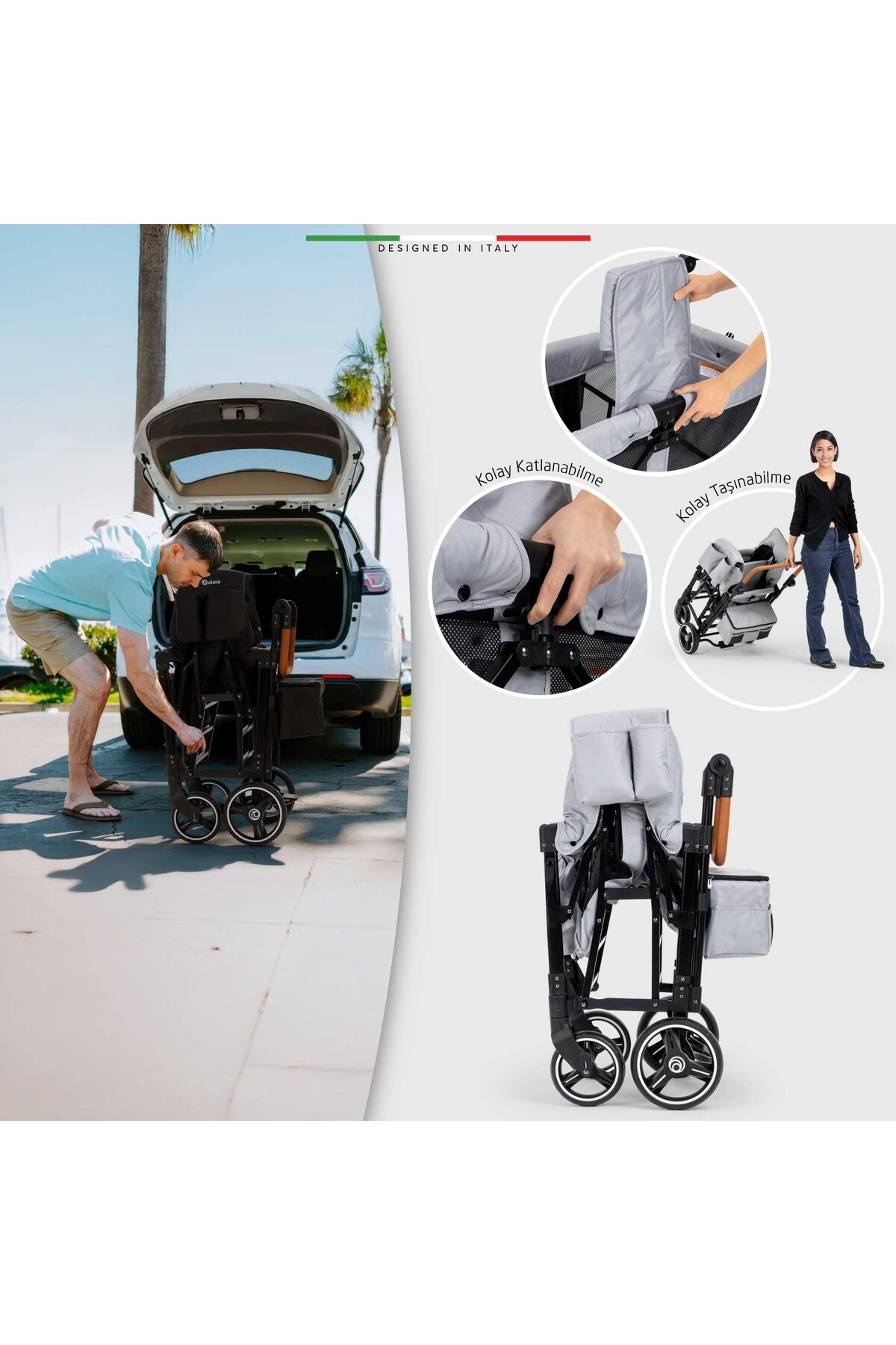 Elele Montagna XL Vagon Bebek Arabası Siyah fotoğrafı 7 (önizleme)