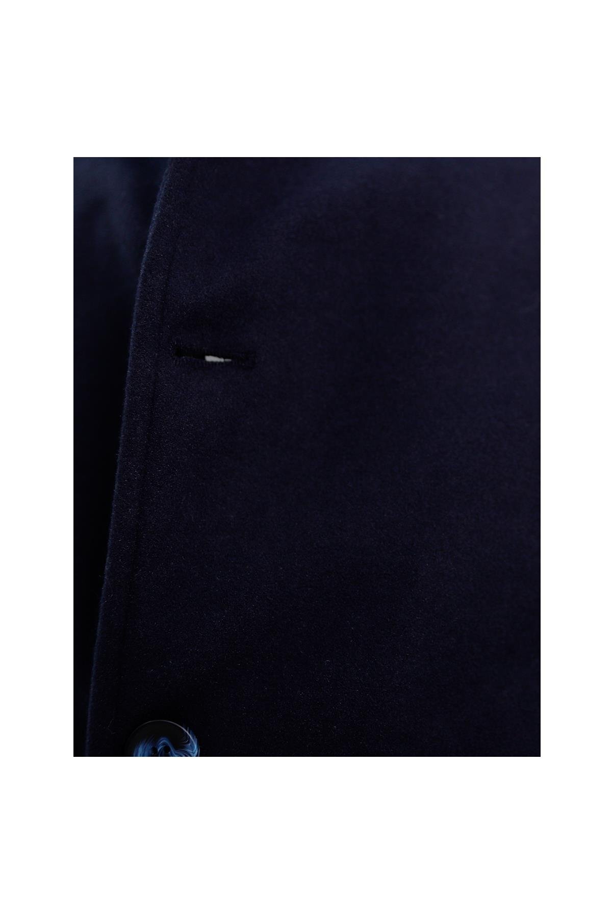 Uki  LACİVERT Kaşe Hakim Yaka Kaban - Görsel 3