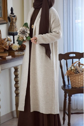 EMİNOS BUTİK Taş Rengi Triko Hırka