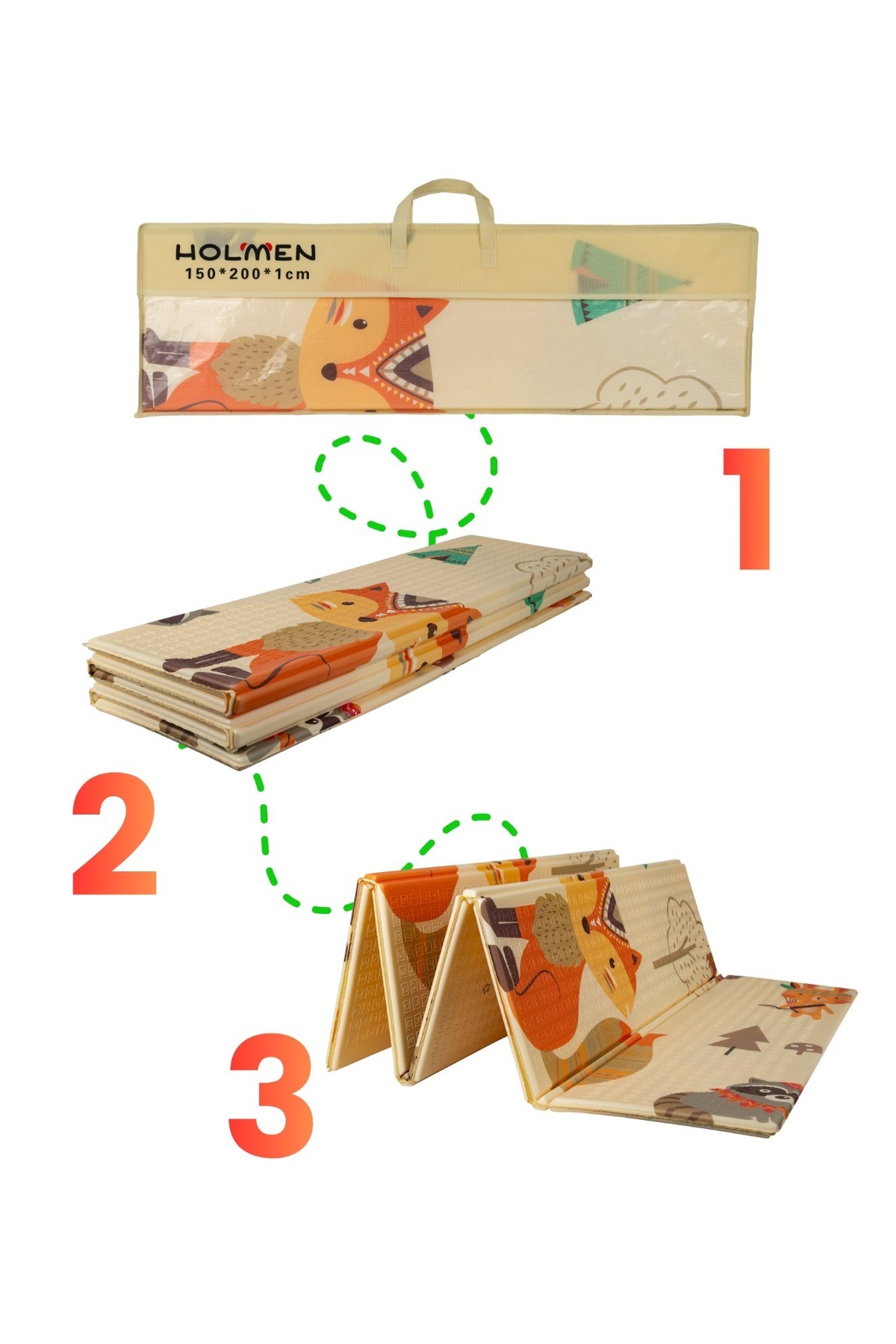 Holmen Katlanabilir Çift Taraflı Premium Oyun Matı - Halısı 150x200cm fotoğrafı 6 (önizleme)