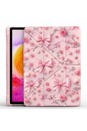 UnDePlus iPad 11.Nesil A16 11inç/10.Nesil 10.9inç Uyumlu Kılıf Çiçek Fiyonk K...