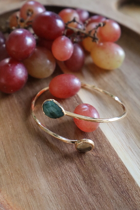 suayjewellery Altın kaplama zümrüt ve lamradorit doğal taş bileklik