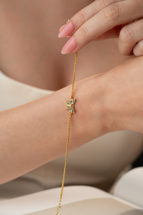 Two Arts Kadın Renkli Zirkon Taşlı Kelebek Bileklik