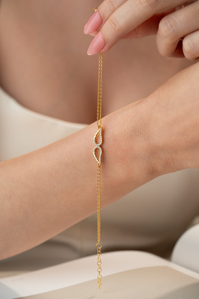 Two Arts Kadın Zirkon Taşlı Melek Kanadı Sonsuzluk Bileklik