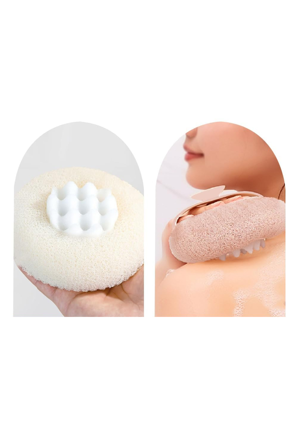 Ecuy Vantuzlu Banyo Masaj Süngeri Peeling Etkili Vücut Kesesi