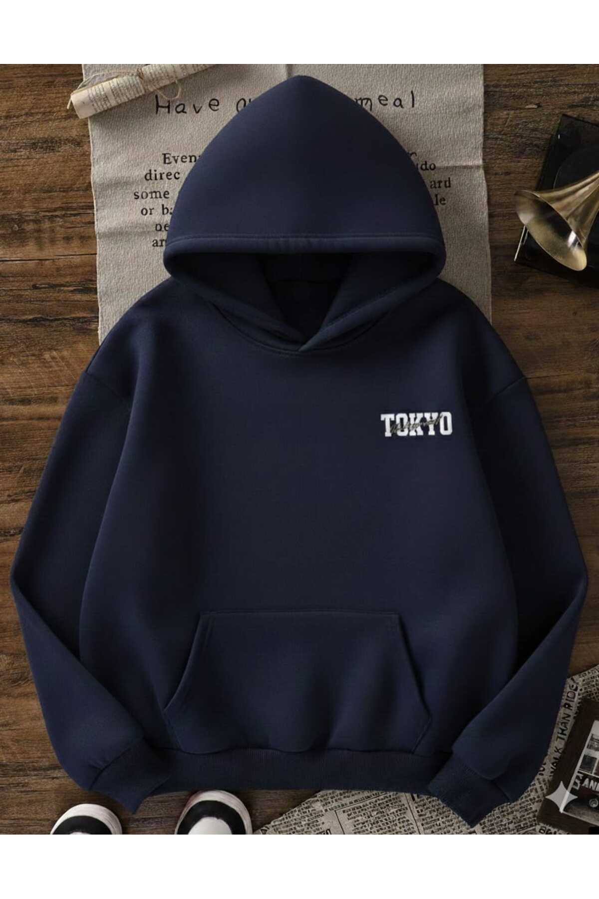 COHERENT Unisex Kadın/Erkek UNDERGRAUND Özel Baskılı Renkli Oversize KAPÜŞONLU Pamuklu Sweatshirt görsel 2