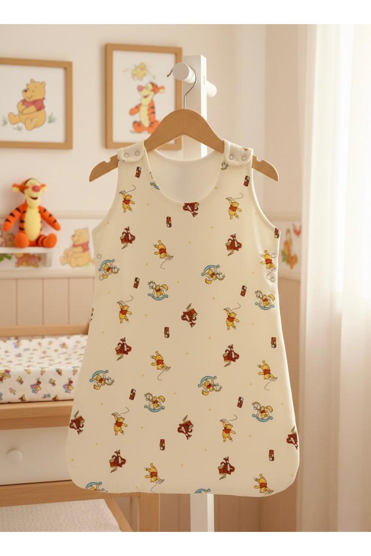 Lumos Trade Yenidoğan Bebek Organik Soft Winni Tiger Kundak Uyku Tulumu 0-6 Ay - Önlük Hediyeli fotoğrafı 2 (önizleme)