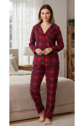 UZUN GROUP KIRMIZI KARELİ KADIN PİJAMA TAKIMI