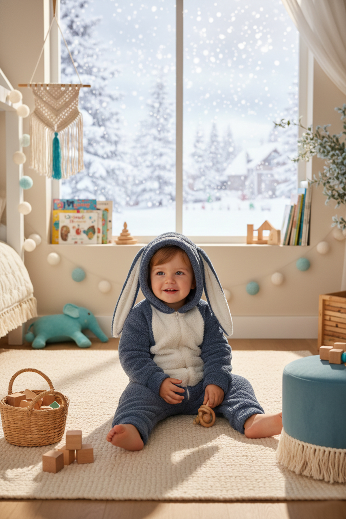 MAHFEL Welsoft Lacivert Desenli Kışlık Peluş Uyku Tulumu 1–6 Yaş fotoğrafı 2 (önizleme)