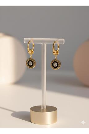 stainles steel Zirkon Taşlı Kadın Gold Çelik Küpe