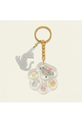 RS Gift Store Patili Epoksi Anahtarlık Kedi/Kemik Figürlü