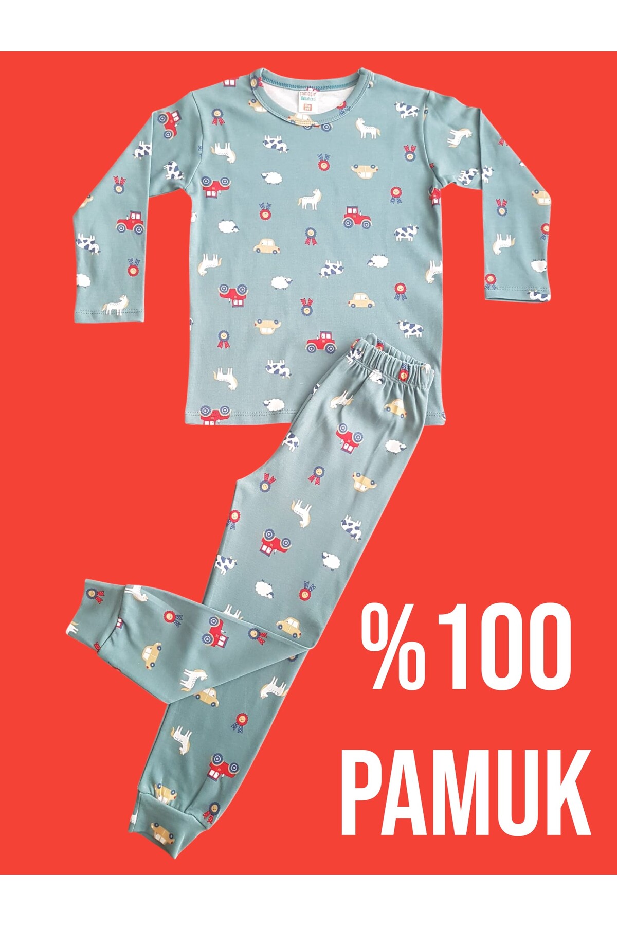 çamaşır bahçesi kendinize iyi bakın Uzun Kollu Desenli Çocuk Pijama Takım #baskılıçocukpijamatakım #çamaşırbahçesi #koyundesenlipijama fotoğrafı 2 (önizleme)