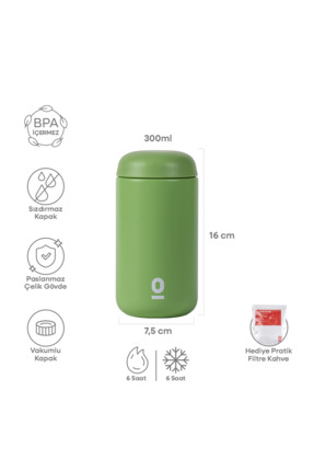 Espressolab Yeşil Paslanmaz Çelik Mini Mug Termos 300 ml | No:117