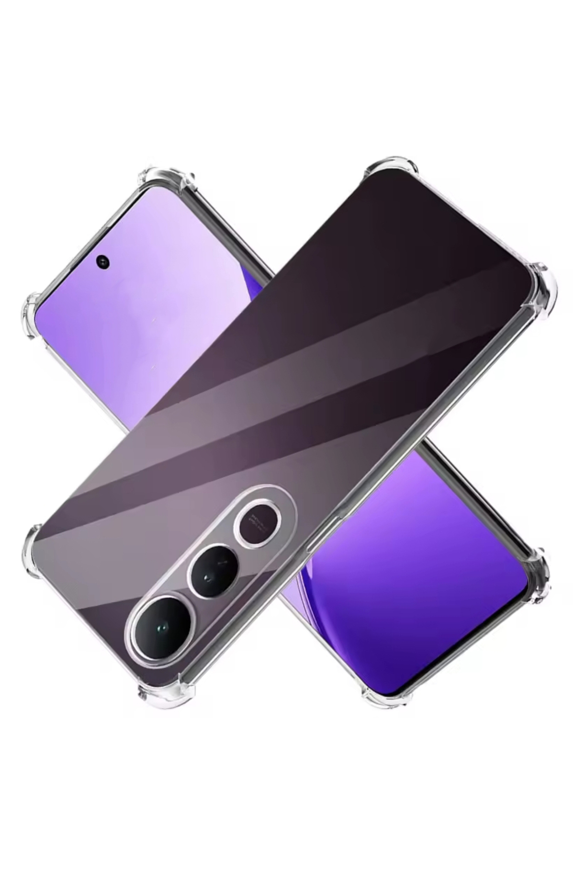 Vivo V50 Lite Kapak ile Uyumlu Kamera Korumalı Airbag Antishock Köşe Korumalı Şeffaf Silikon Kılıf