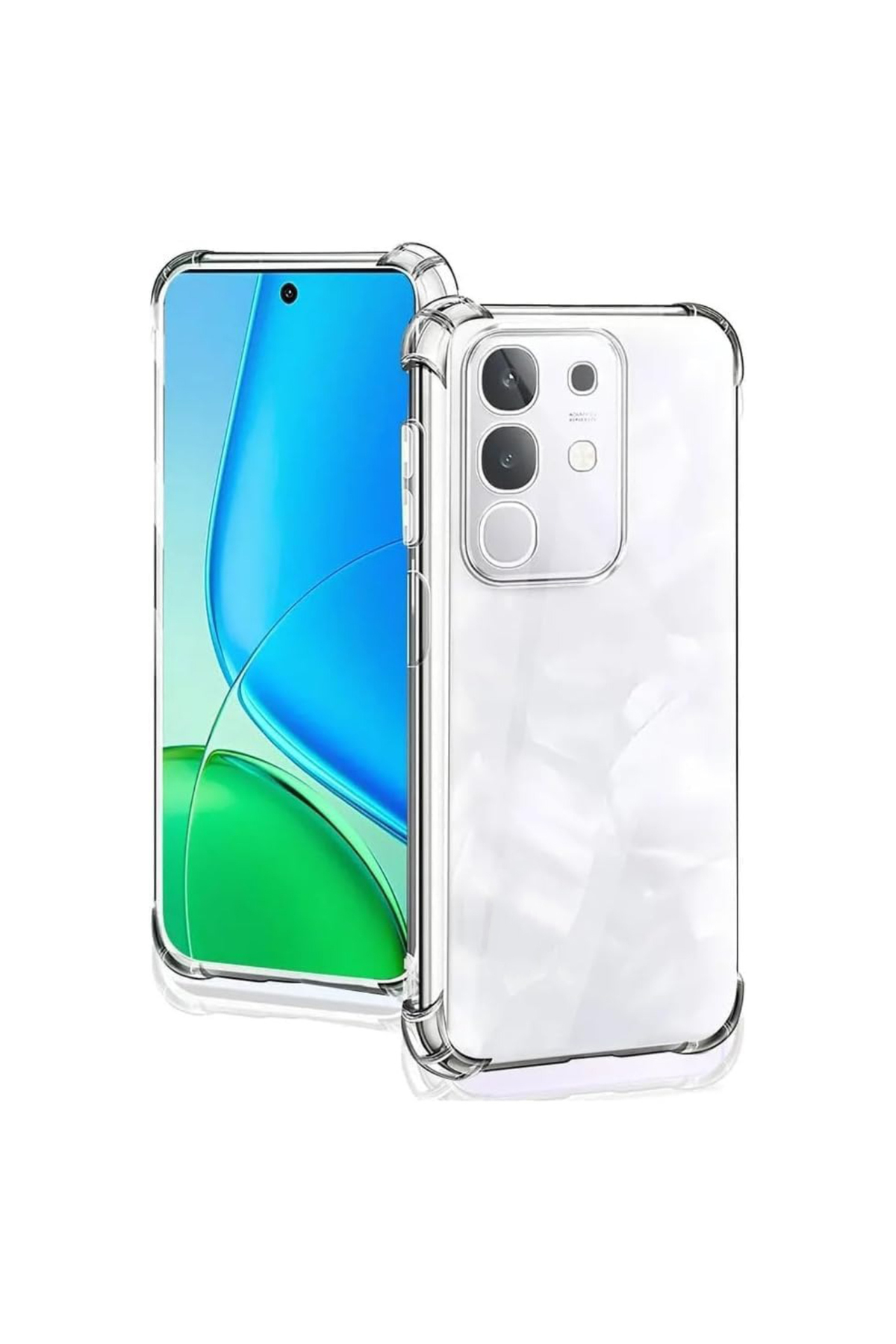 Vivo Y29 Kapak ile Uyumlu Kamera Korumalı Airbag Antishock Köşe Korumalı Şeffaf Silikon Kılıf